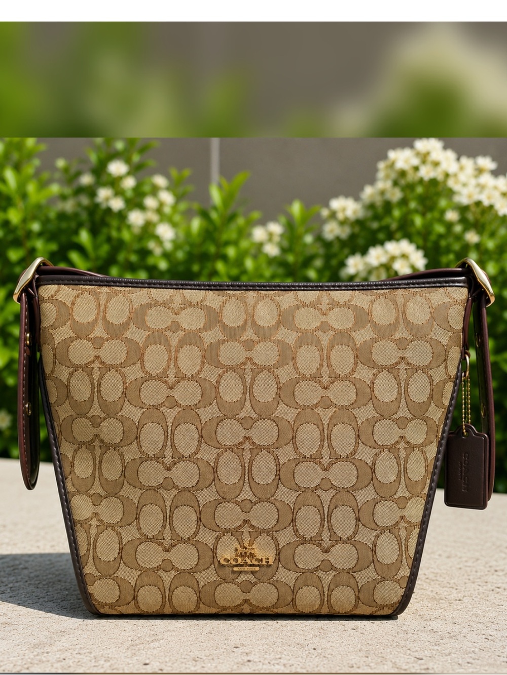 NWT Coach Signature Small Dufflette Shoulder Crossbody Bag Khaki Brown